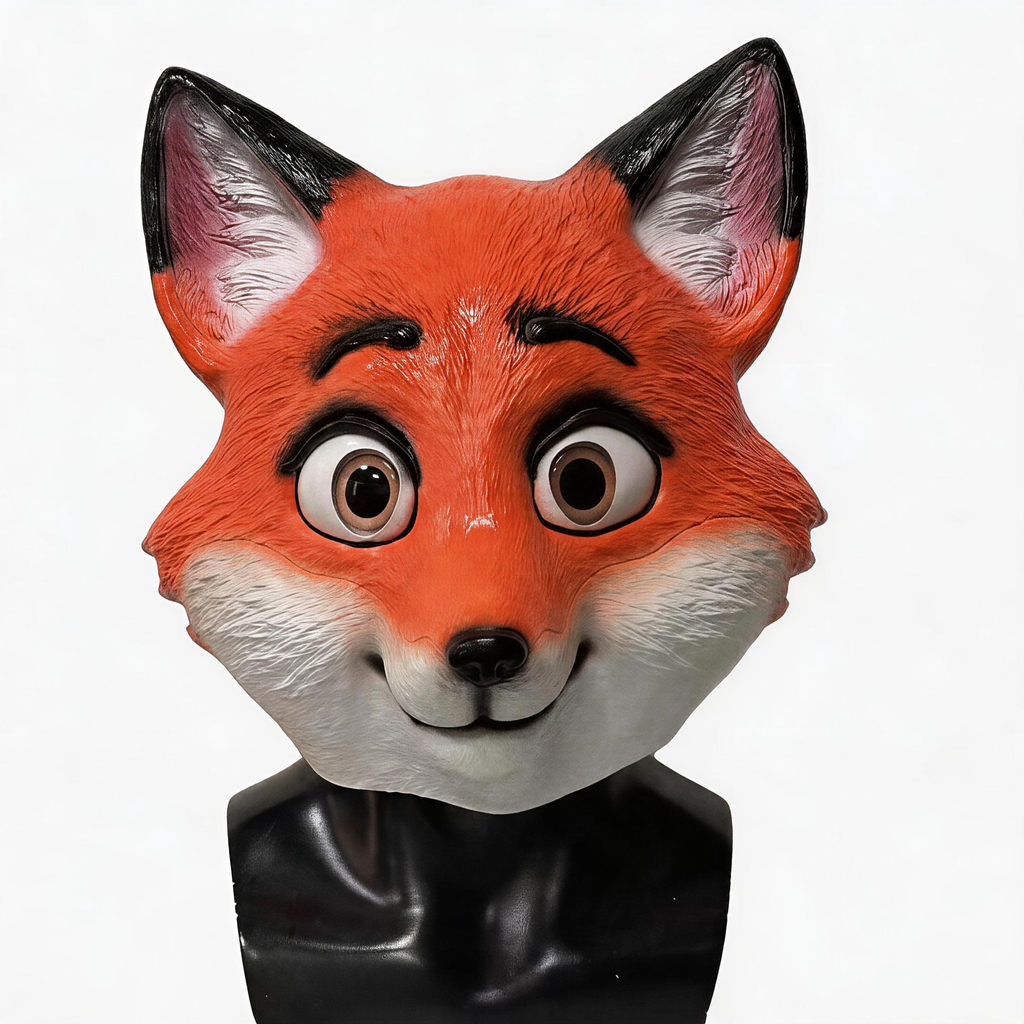 NightNineMask Fox Full Head Latex Animal Mask for Cosplay