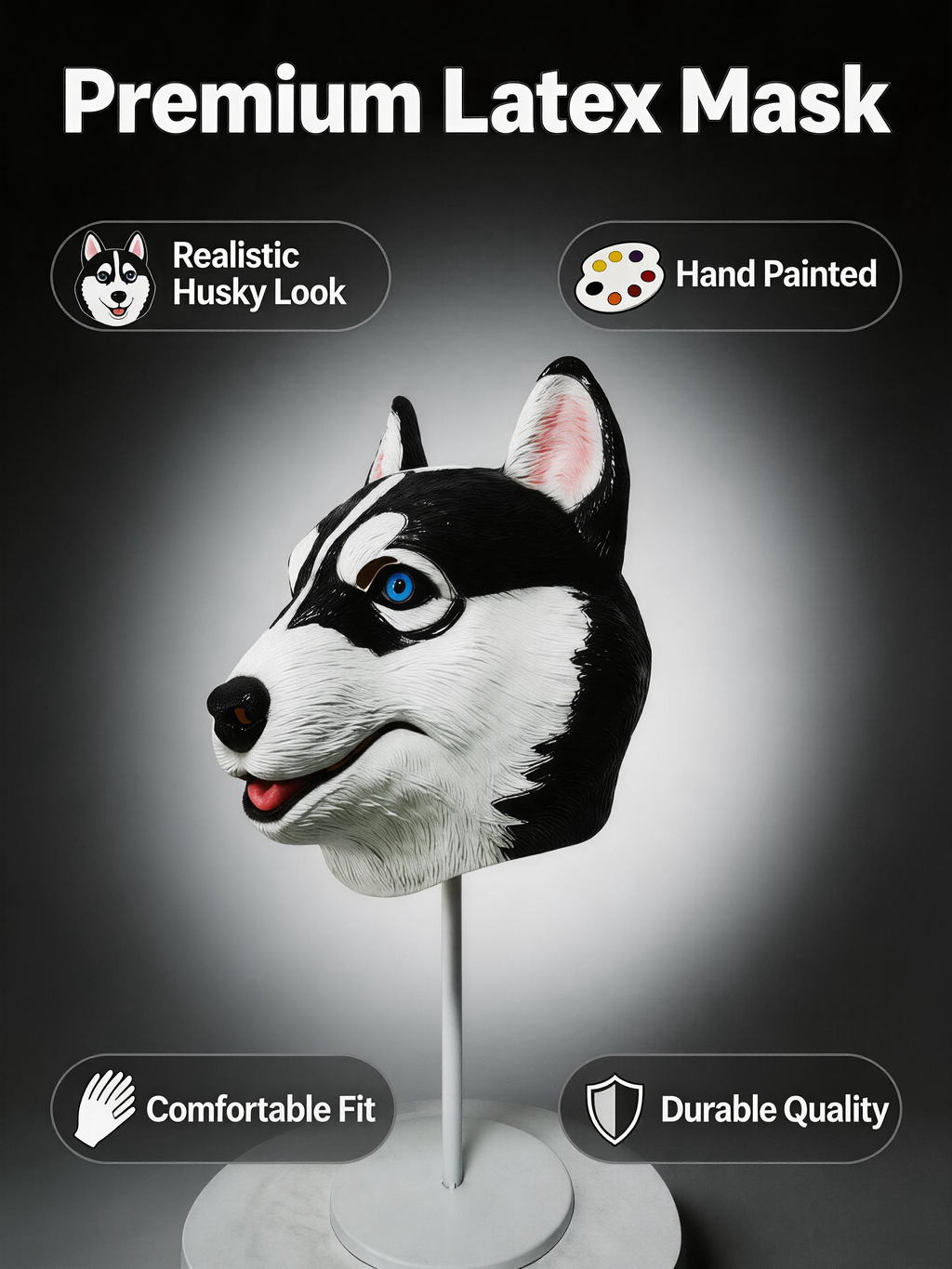 NightNineMask Dog Latex mask, Husky mask , for Cosplay, Adult