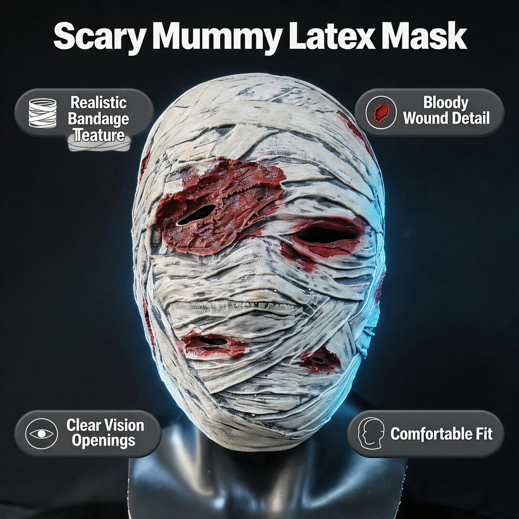 NightNineMask  Zombie Latex Mask, Mummy Mask, Halloween Horror