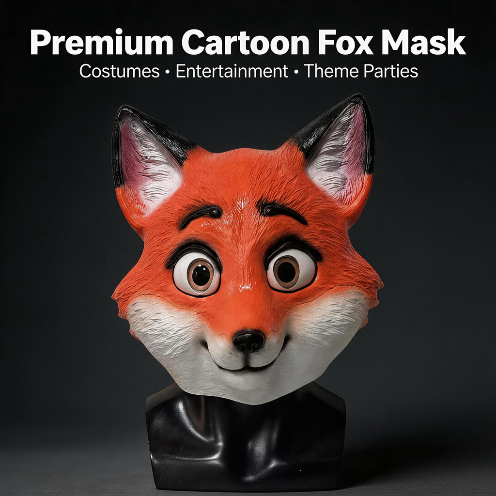 NightNineMask Fox Full Head Latex Animal Mask for Cosplay
