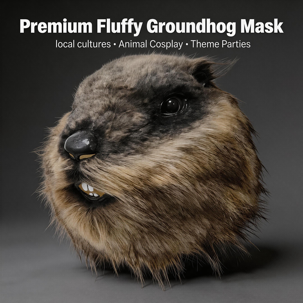 NightNineMask Furry Groundhog Latex Mask, Realistic Animal