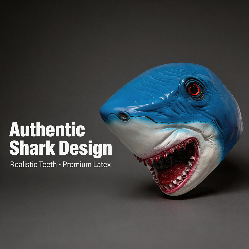 NightNineMask Realistic Shark Latex Mask, Realistic Animal