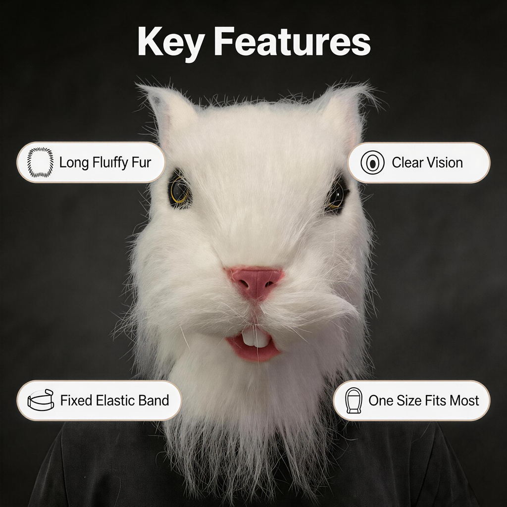 NightNineMask Furry Squirrel Latex Mask, Realistic Animal