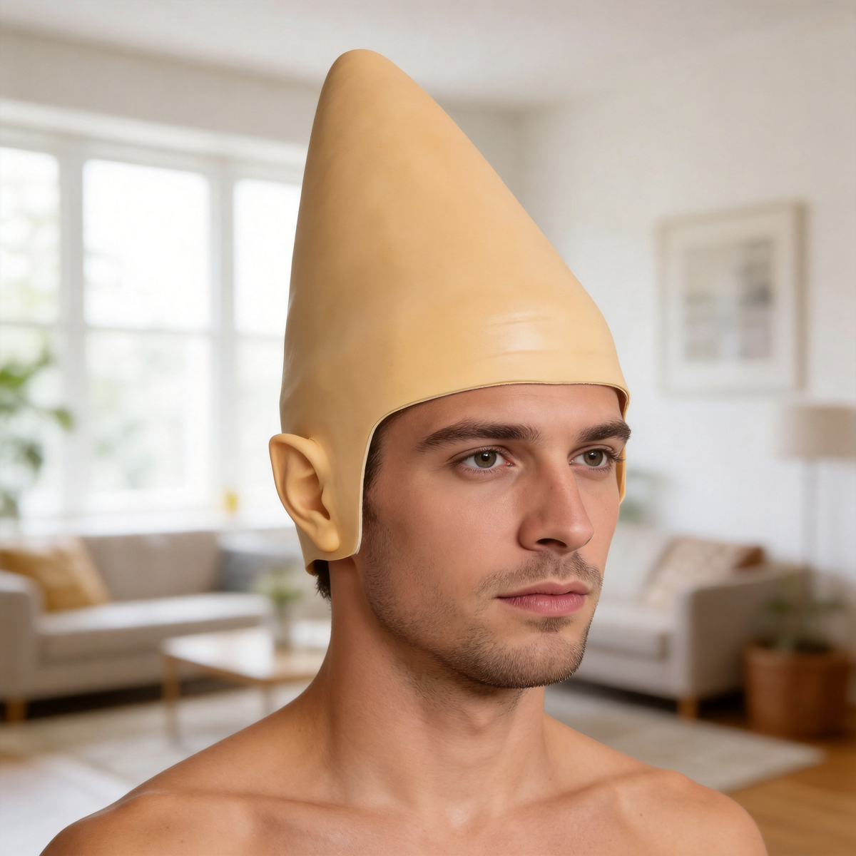 Funny Latex Pointed Head Mask, Novelty Cone Head Costume Accessory for Halloween Cosplay