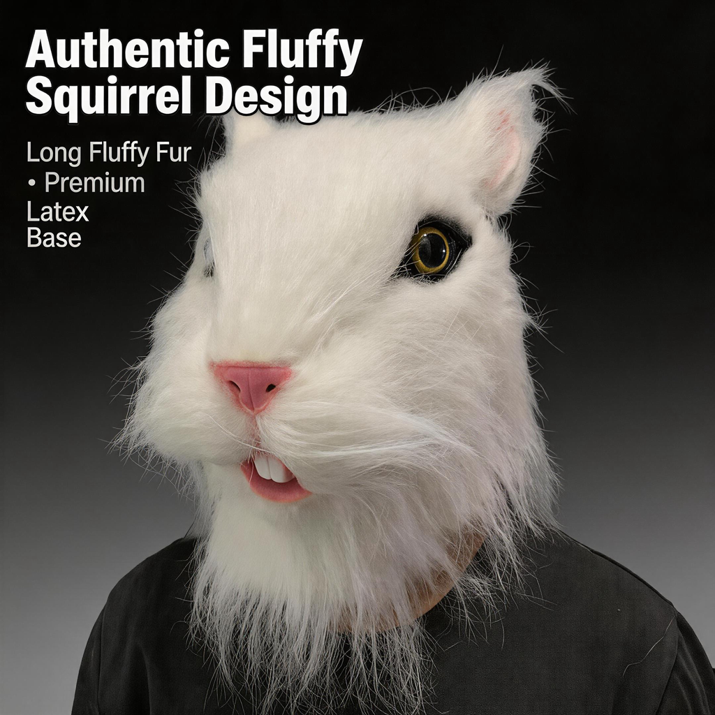 NightNineMask Furry Squirrel Latex Mask, Realistic Animal