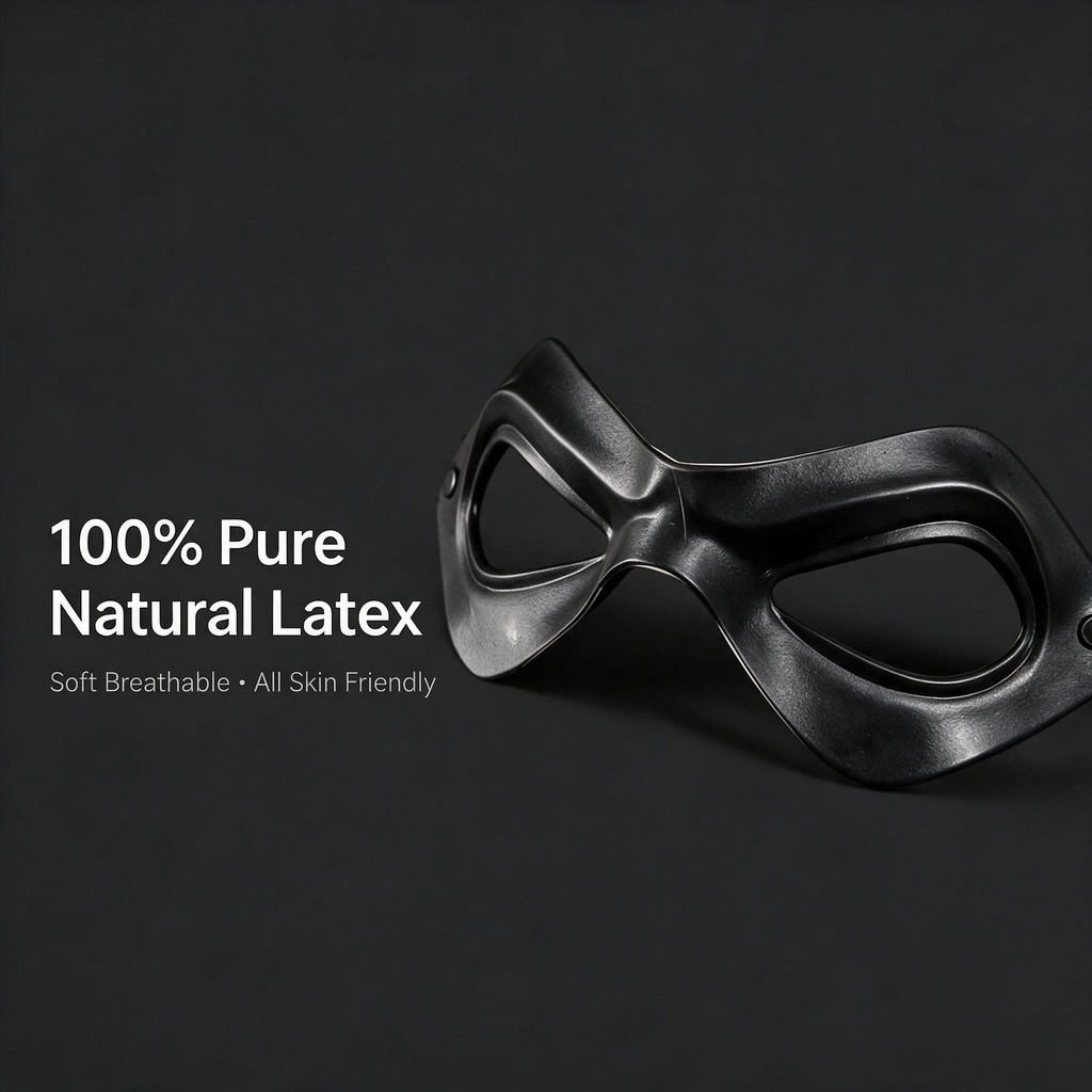 NightNineMask Black latex eye mask, robber mask props, for Cosplay, Adult
