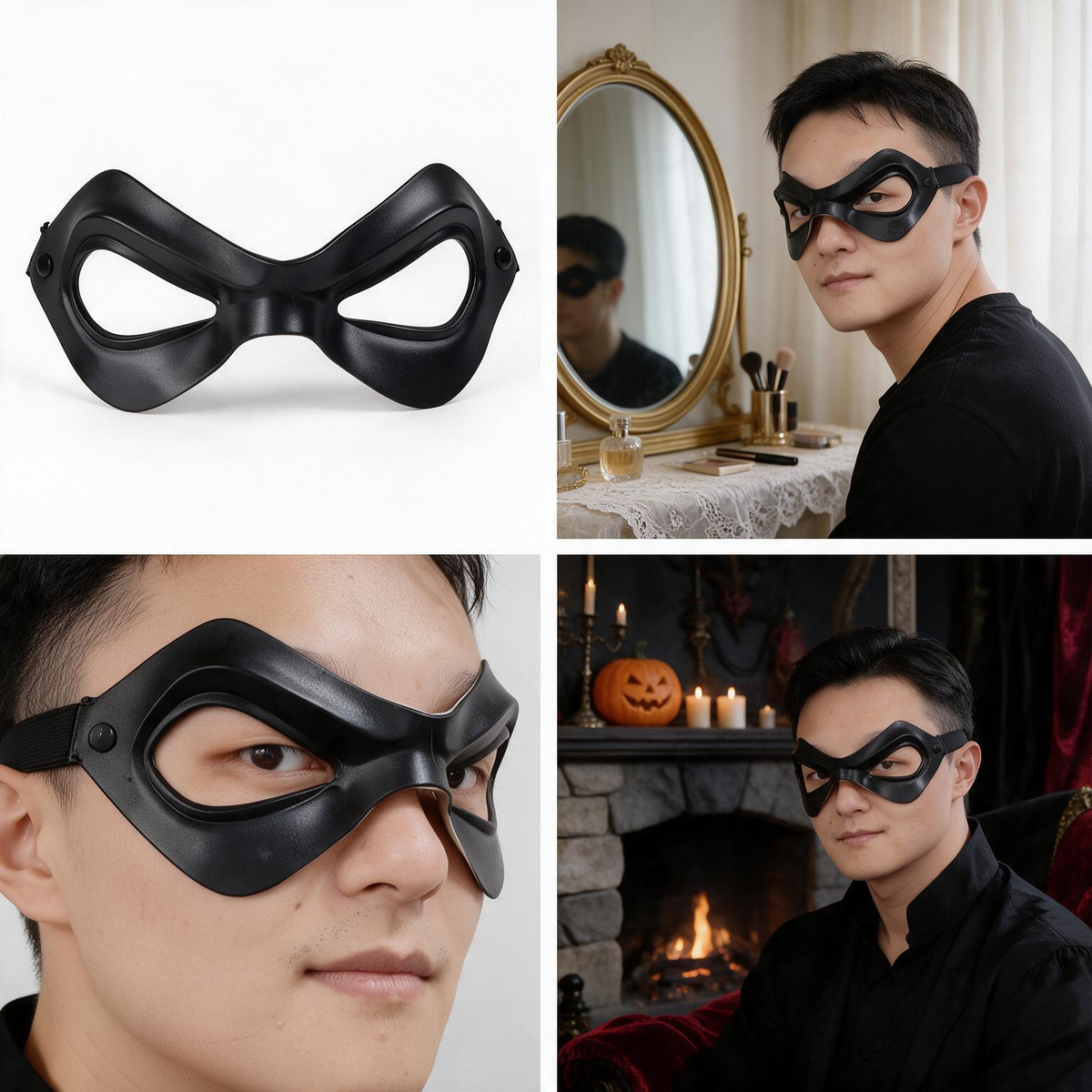 NightNineMask Black latex eye mask, robber mask props, for Cosplay, Adult